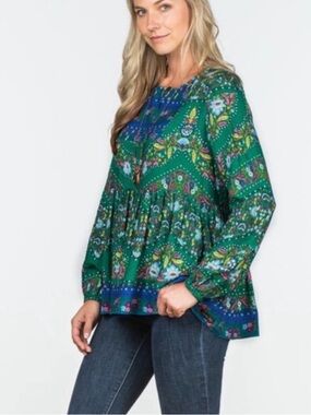Matilda Jane Evergreen Make Believe Floral Boho Babydoll Top